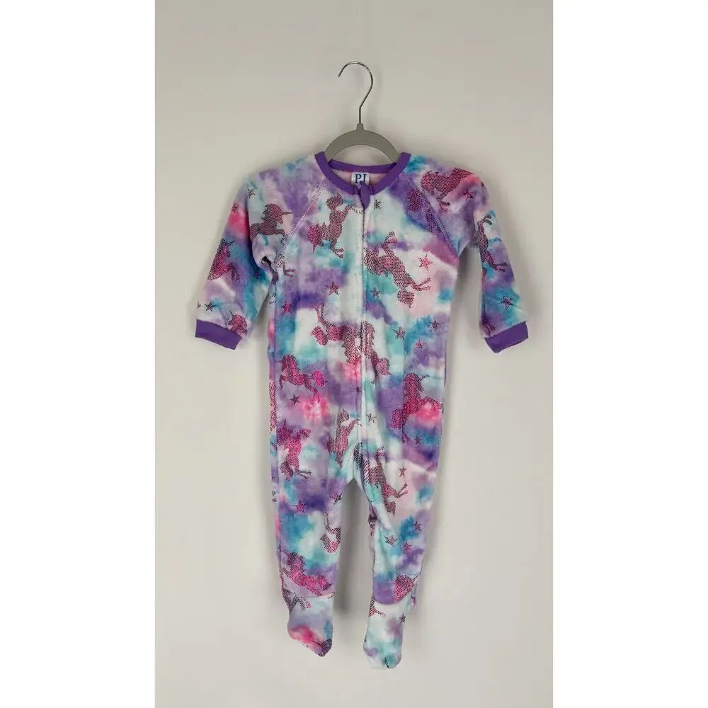Childrens PJ Place Baby Girls Unicorn & Petal Fleece One Piece Pajamas 12-18M